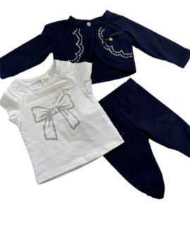 3 delig baby setje voor meisjes. Op de bolero zitten steentjes.