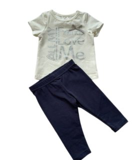 Wit T-shirt met blauwe legging