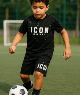 Icon zomerset voor jongens. Verkrijgbaar in de maten 92/98, 104/110, 116/122, 128/134, 140/146, 152/158, en 164/170.