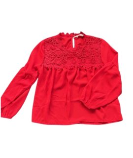 Rode blouse voor meisjes. Verkrijgbaar in de maten 104/110 tot 164/170. Leuk te combineren met de lederlook legging.