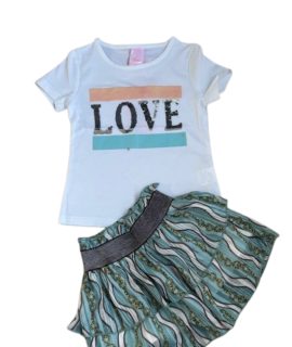 T-shirt met blauw rokje