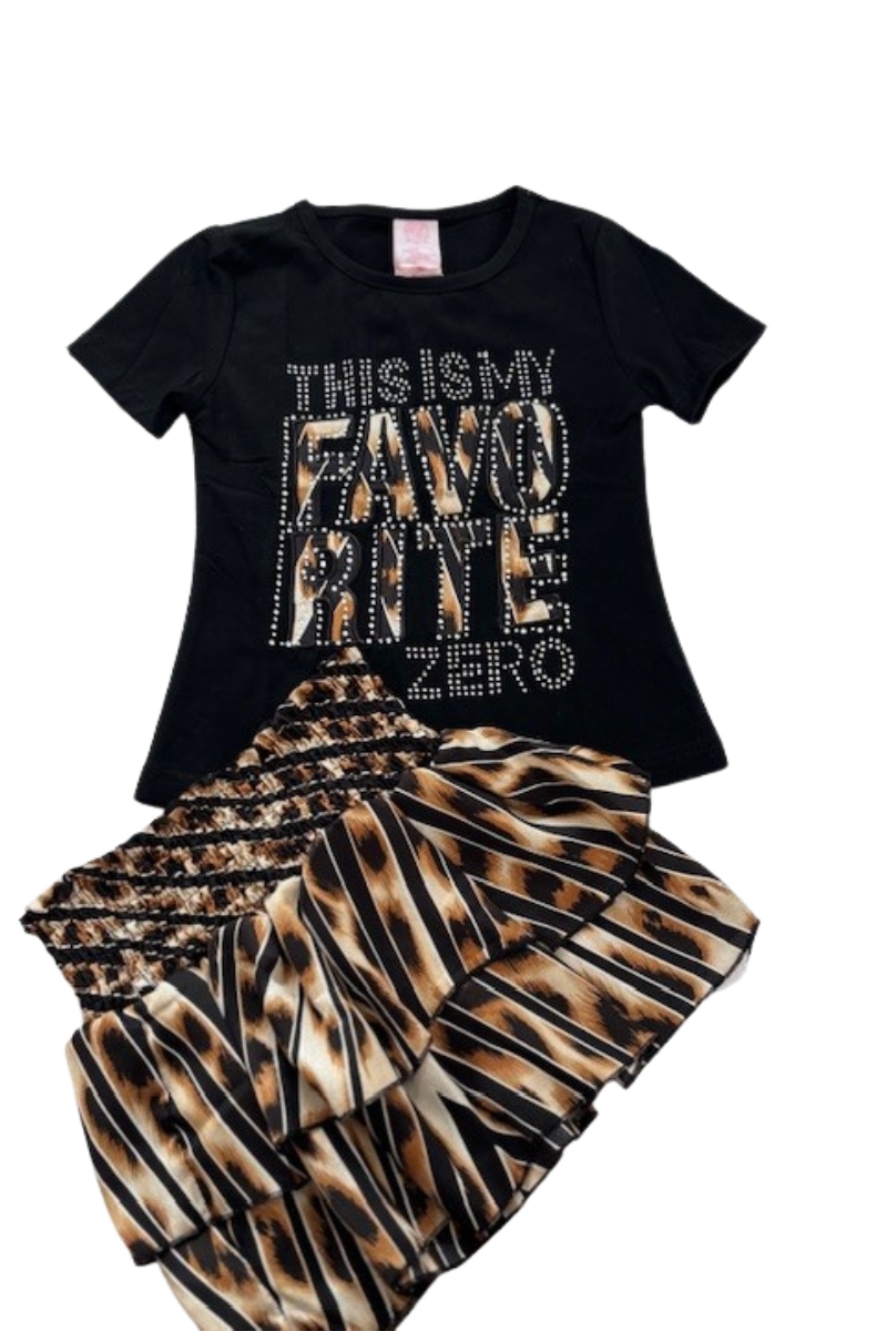 Super leuk set voor de meiden, zwart t-shirt met een bijpassend rokje, verkrijgbaar in de maten 92/98 tot 164/170.