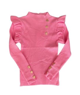 Roze trui met gouden knopen