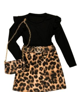 Zwarte jurk met panterprint