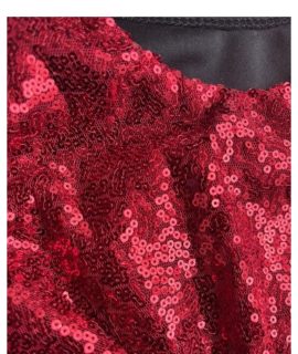 Fantastische kerst jurk met rode pailletten.