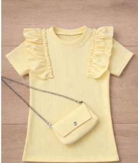 Ruffle Top met tasje- Soft Yellow