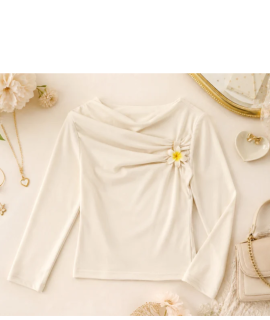 Flower top- Beige