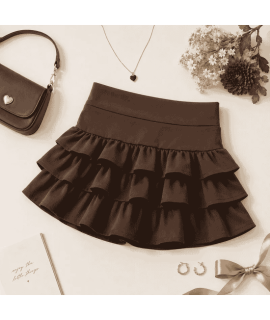 Mila Ruffle Skort- Brown