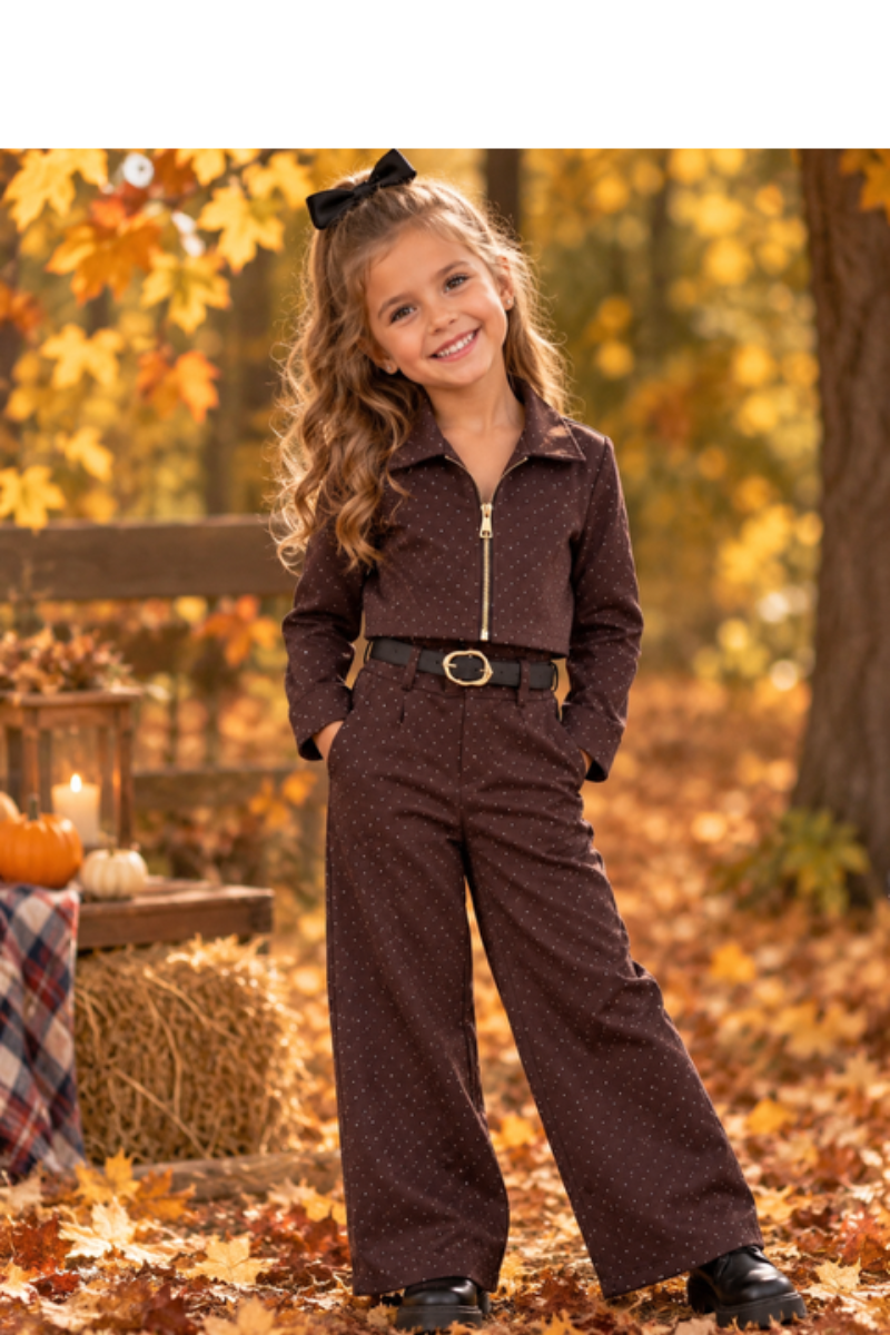 2 delige meisjes set in choco kleur