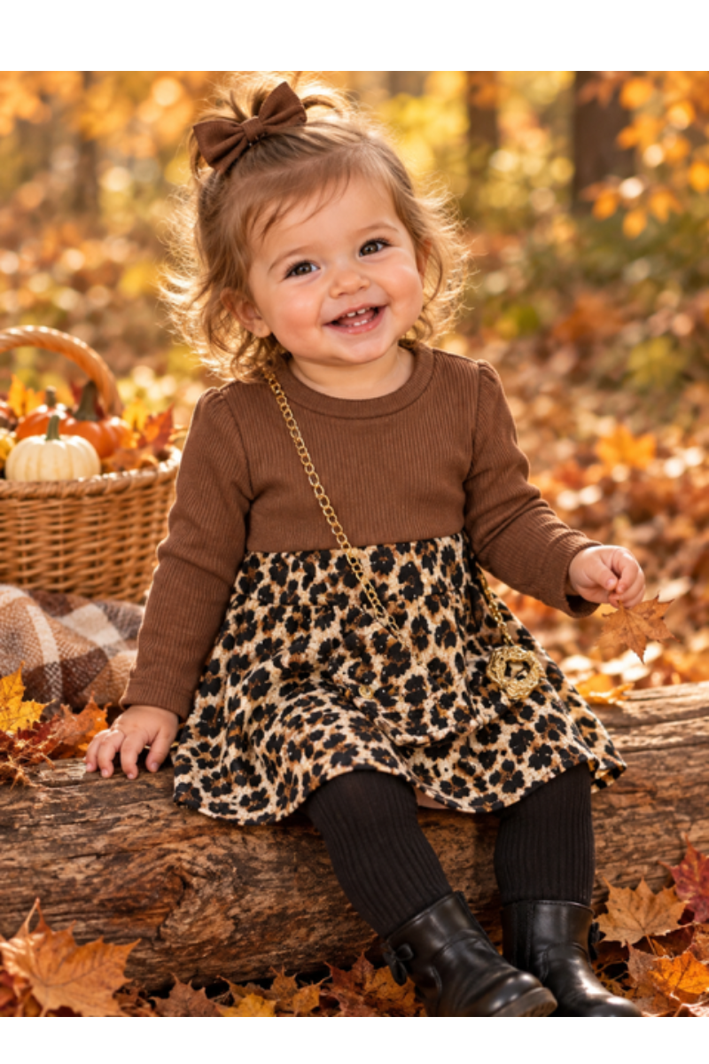 baby jurk panter met steentjes